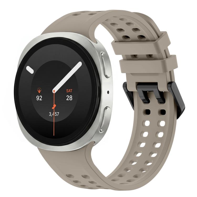 Solid Color Dual-Row Perforated Silicone Watch Band, For Galaxy Watch 9 / 8 / 8 Classic