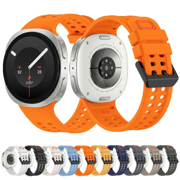 Solid Color Dual-Row Perforated Silicone Watch Band, For Galaxy Watch 9 / 8 / 8 Classic