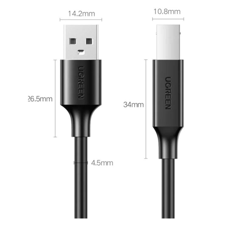 Cavo di collegamento per stampante UGREEN US104 10328 da USB tipo A a tipo B con interfaccia quadrata, lunghezza: 3 m, US104