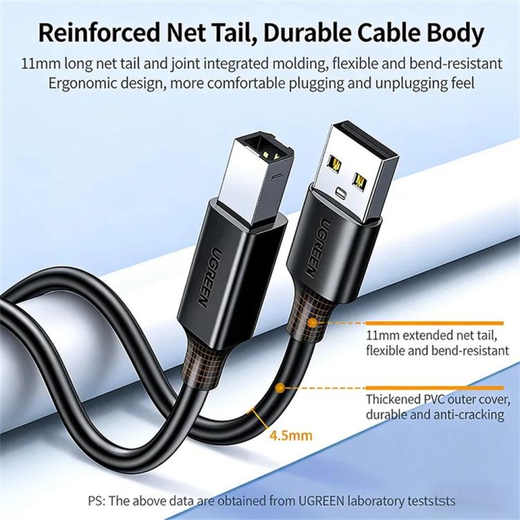 Cavo di collegamento per stampante UGREEN US104 10328 da USB tipo A a tipo B con interfaccia quadrata, lunghezza: 3 m, US104