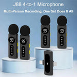 Microfono lavalier wireless J88 con riduzione intelligente del rumore tramite IA e display digitale per iPhone/Android, J88