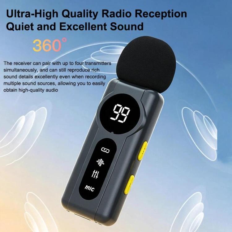 Microfono lavalier wireless J88 con riduzione intelligente del rumore tramite IA e display digitale per iPhone/Android, J88