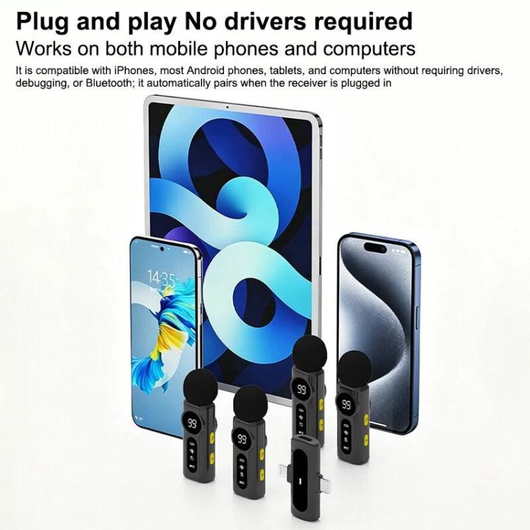 Microfono lavalier wireless J88 con riduzione intelligente del rumore tramite IA e display digitale per iPhone/Android, J88