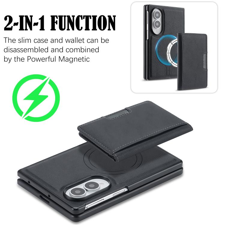 Custodia per telefono in pelle Kalebol Strong MagSafe con porta carte magnetico a due ante e chiusura a strappo., For Galaxy Z Fold8 5G, For Galaxy Z Fold8 Ultra 5G, For Galaxy Z Flip8 5G, For Galaxy A57 5G, For Galaxy A37 5G, For Galaxy A27 5G