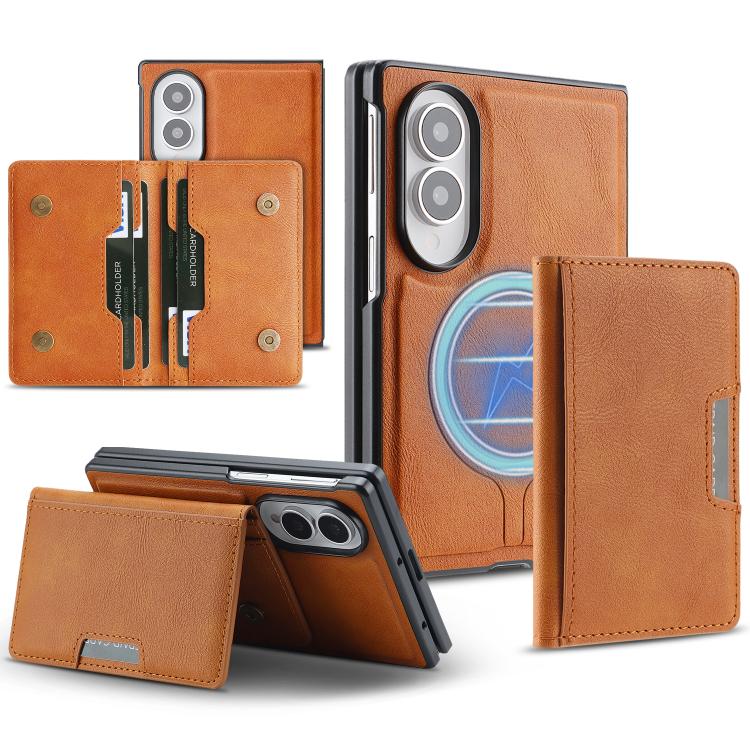 Custodia per telefono in pelle Kalebol Strong MagSafe con porta carte magnetico a due ante e chiusura a strappo., For Galaxy Z Fold8 5G, For Galaxy Z Fold8 Ultra 5G, For Galaxy Z Flip8 5G, For Galaxy A57 5G, For Galaxy A37 5G, For Galaxy A27 5G