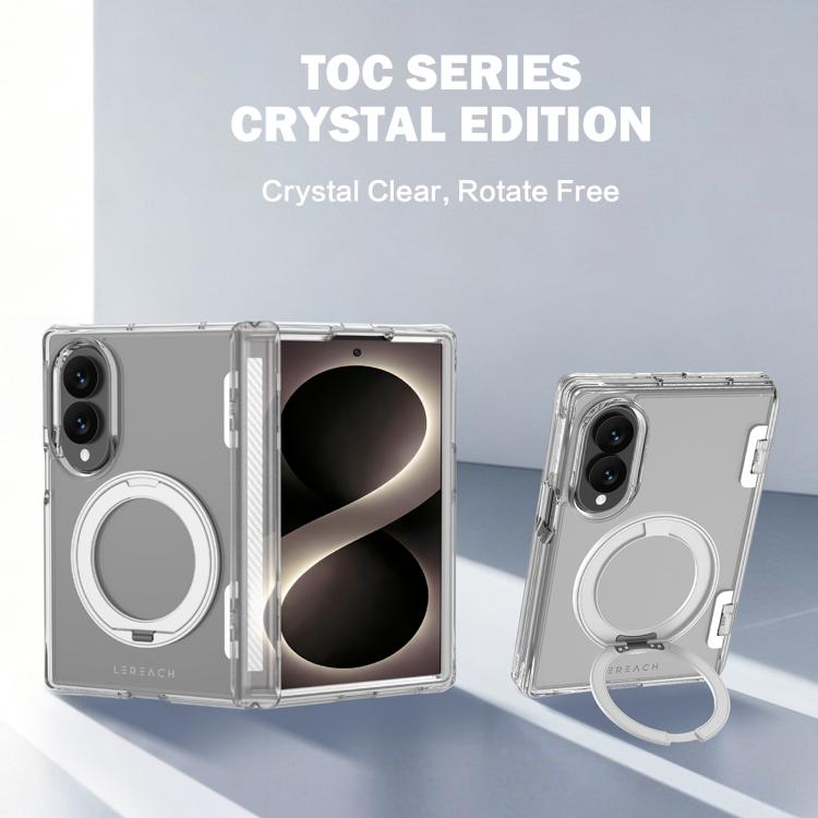 Custodia magnetica per telefono LeReach TOC Crystal Series con supporto girevole Armor., For Galaxy Z Fold8 5G, For Galaxy Z Fold8 Ultra 5G, For Galaxy Z Flip8 5G