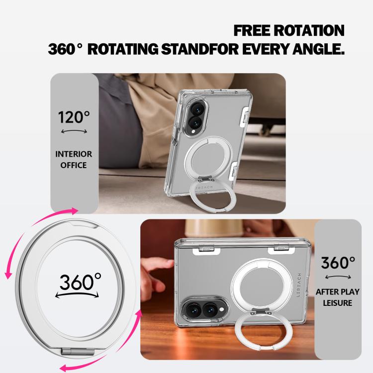 Custodia magnetica per telefono LeReach TOC Crystal Series con supporto girevole Armor., For Galaxy Z Fold8 5G, For Galaxy Z Fold8 Ultra 5G, For Galaxy Z Flip8 5G