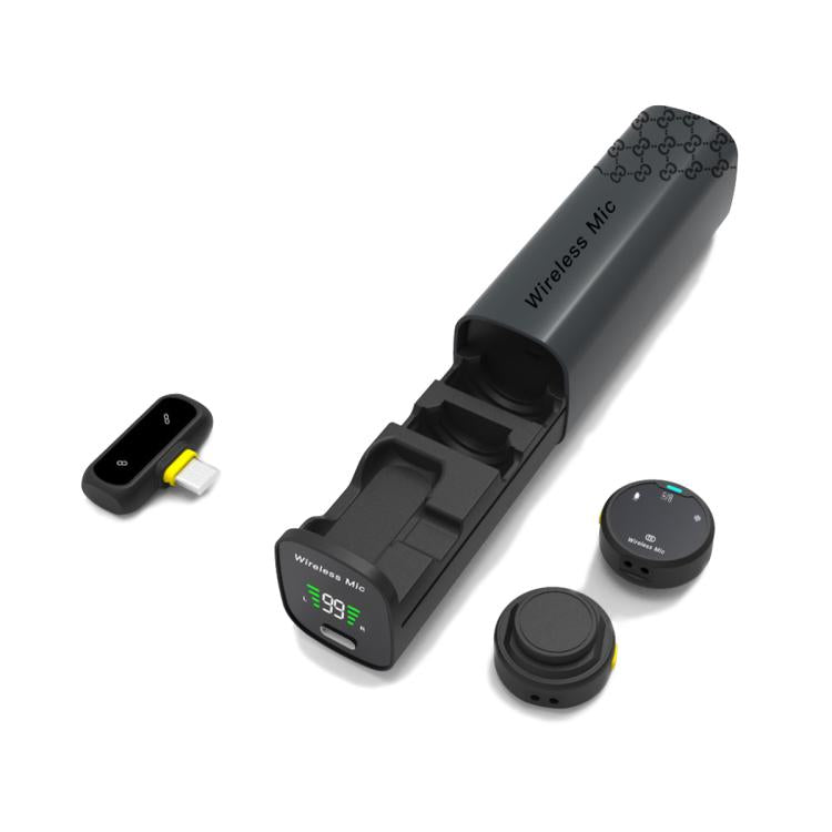 Microfono lavalier wireless J10, mini microfono con pulsante magnetico e riduzione del rumore AI, con custodia di ricarica., J10