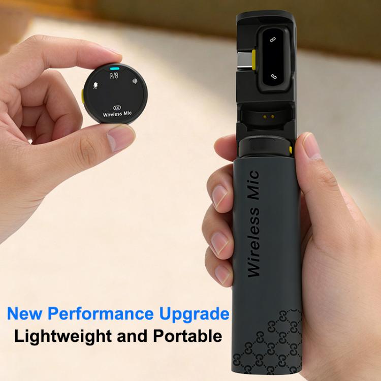 Microfono lavalier wireless J10, mini microfono con pulsante magnetico e riduzione del rumore AI, con custodia di ricarica., J10