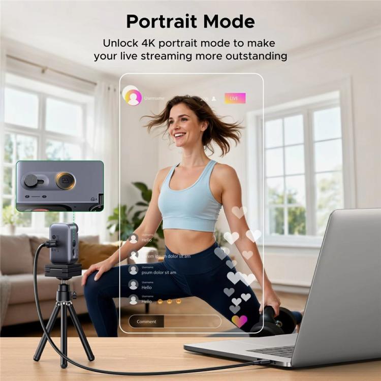 UGREEN CM930 75726 Doppia fotocamera con microfono a cancellazione di rumore, 4K, AI, autotracking, 8 MP, autofocus