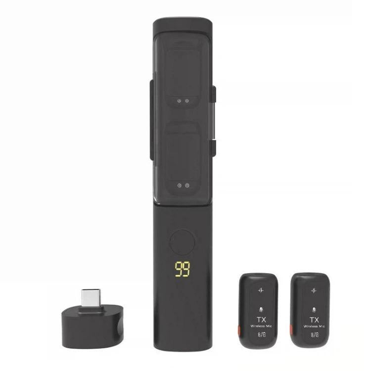 Microfono lavalier wireless J68 4 in 1 con riduzione del rumore, ricevitore USB-C e custodia di ricarica., J68