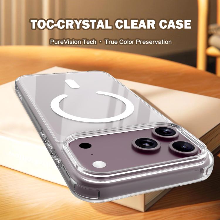 Custodia magnetica antiurto LeReach TOC Clear Series Dual-Composite Armor in TPU + acrilico per telefono, For iPhone 18 Pro, For iPhone 18 Pro Max, For iPhone 17 Pro Max, For iPhone 17 Pro