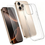 Set 2 in 1: custodia per telefono in TPU trasparente con pellicola protettiva in vetro temperato ad alto contenuto di allumina., For iPhone 18 Pro, For iPhone 18 Pro Max, For iPhone 17 Pro Max, For iPhone 17 Pro, For iPhone 17, For iPhone Air          ...