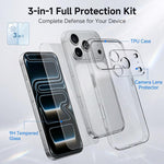 Set 3 in 1: custodia per telefono in TPU trasparente con pellicola in vetro temperato ad alto contenuto di allumina e protezione per l'obiettivo., For iPhone 18 Pro, For iPhone 18 Pro Max, For iPhone 17 Pro Max, For iPhone 17 Pro, For iPhone 17        ...