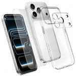 Set 3 in 1: custodia per telefono in TPU trasparente con pellicola in vetro temperato ad alto contenuto di allumina e protezione per l'obiettivo., For iPhone 18 Pro, For iPhone 18 Pro Max, For iPhone 17 Pro Max, For iPhone 17 Pro, For iPhone 17        ...