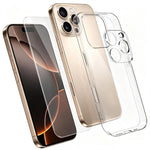 Set 3 in 1: custodia per telefono in TPU trasparente con pellicola in vetro temperato ad alto contenuto di allumina e protezione per l'obiettivo., For iPhone 18 Pro, For iPhone 18 Pro Max, For iPhone 17 Pro Max, For iPhone 17 Pro, For iPhone 17        ...