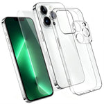 Set 3 in 1: custodia per telefono in TPU trasparente con pellicola in vetro temperato ad alto contenuto di allumina e protezione per l'obiettivo., For iPhone 18 Pro, For iPhone 18 Pro Max, For iPhone 17 Pro Max, For iPhone 17 Pro, For iPhone 17        ...