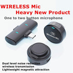 DS-LSM1 Doppio microfono lavalier magnetico wireless, mini microfono con pulsante rotondo e ricevitore Type-C, M1