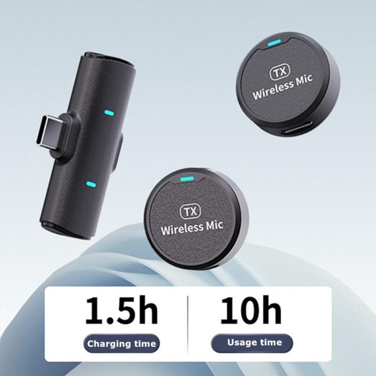 DS-LSM1 Doppio microfono lavalier magnetico wireless, mini microfono con pulsante rotondo e ricevitore Type-C, M1
