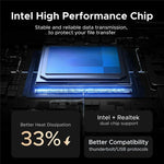 Box esterno UGREEN D703 per SSD M.2 NVMe da 40 Gbps con doppio chip e ventola di raffreddamento.