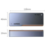 Box esterno UGREEN D703 per SSD M.2 NVMe da 40 Gbps con doppio chip e ventola di raffreddamento.