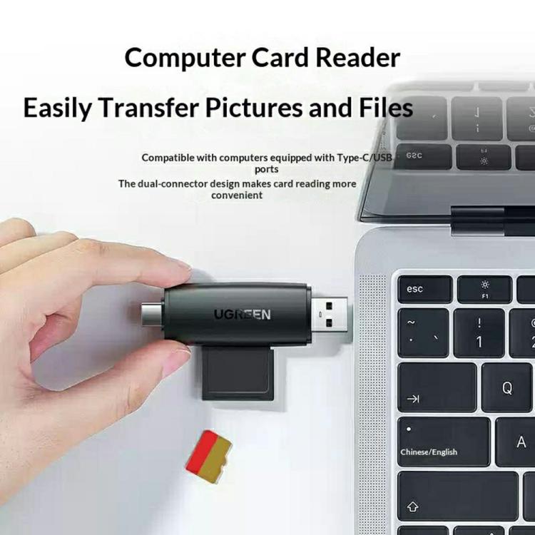 Lettore di schede SD/TF UGREEN CM304 ad alta velocità con connessione Type-C / USB-A 3.0.