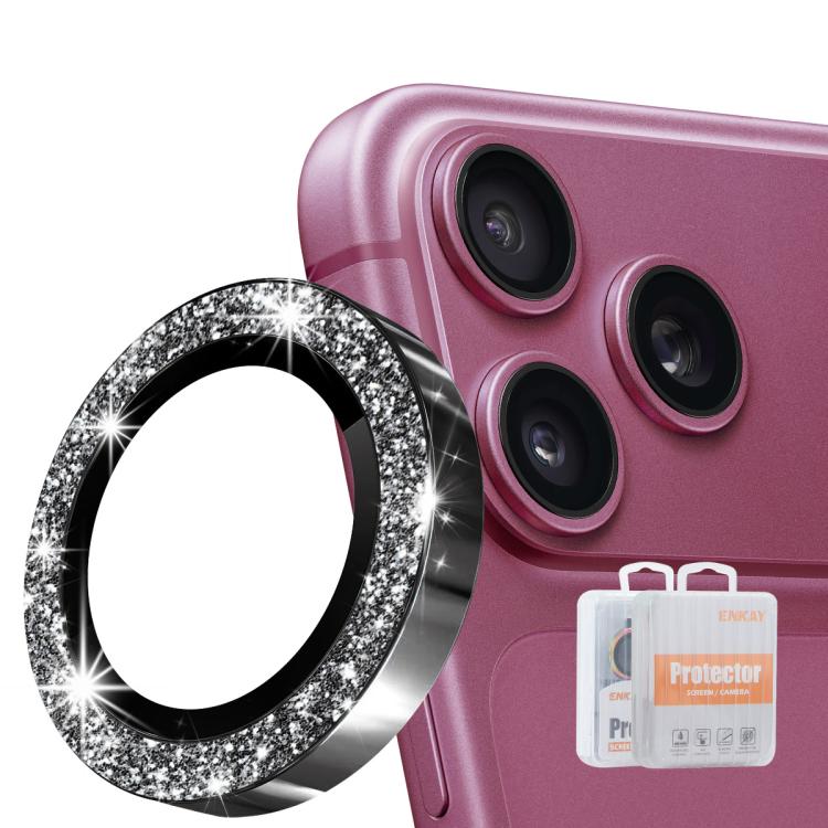 ENKAY Hat-Prince Glitter Obiettivo per fotocamera posteriore Anello in lega di alluminio Pellicola in vetro temperato, For iPhone 18 Pro / 18 Pro Max