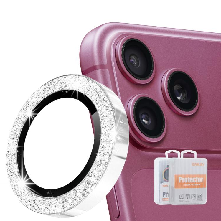 ENKAY Hat-Prince Glitter Obiettivo per fotocamera posteriore Anello in lega di alluminio Pellicola in vetro temperato, For iPhone 18 Pro / 18 Pro Max