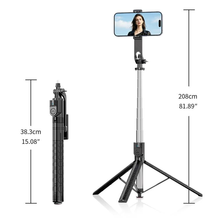 K52 con telecomando Bluetooth, treppiede per selfie estensibile da 2,08 m per viaggi all'aperto., K52