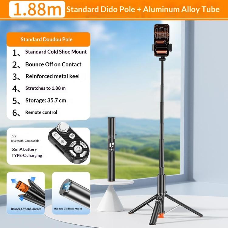 P28 Asta per selfie estensibile da 1,88 m con treppiede ad apertura automatica per fotografia e streaming live, P28