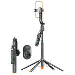 Q625MF Asta per selfie estensibile da 1,82 m con tracciamento intelligente AI e apertura automatica, treppiede per live streaming, Q625MF