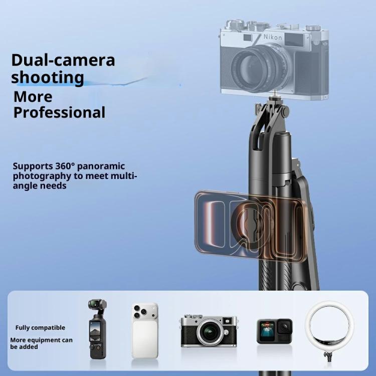 Q625MF Asta per selfie estensibile da 1,82 m con tracciamento intelligente AI e apertura automatica, treppiede per live streaming, Q625MF
