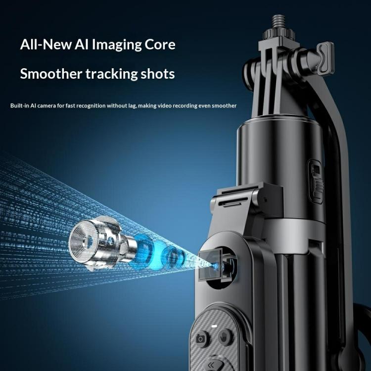 Q625MF Asta per selfie estensibile da 1,82 m con tracciamento intelligente AI e apertura automatica, treppiede per live streaming, Q625MF