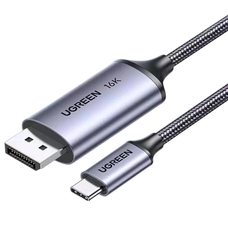 Cavo UGREEN CM707 da Type-C a DisplayPort, compatibile con monitor 16K/30Hz e 8K/120Hz, 40Gbps.