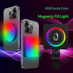 Lampada per selfie magnetica MJ-29 con 3 temperature di colore, luce LED RGB portatile., MJ-29