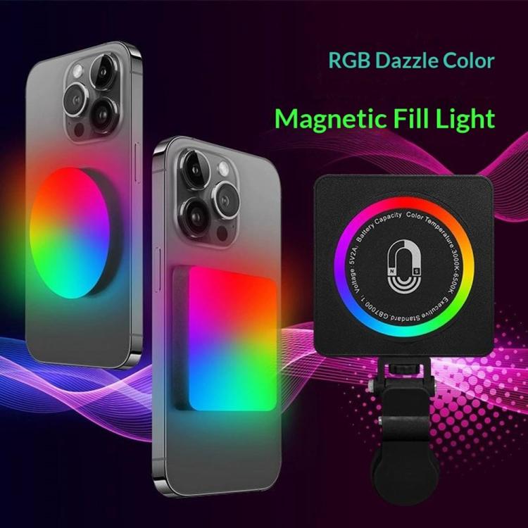 Lampada per selfie magnetica MJ-29 con 3 temperature di colore, luce LED RGB portatile., MJ-29