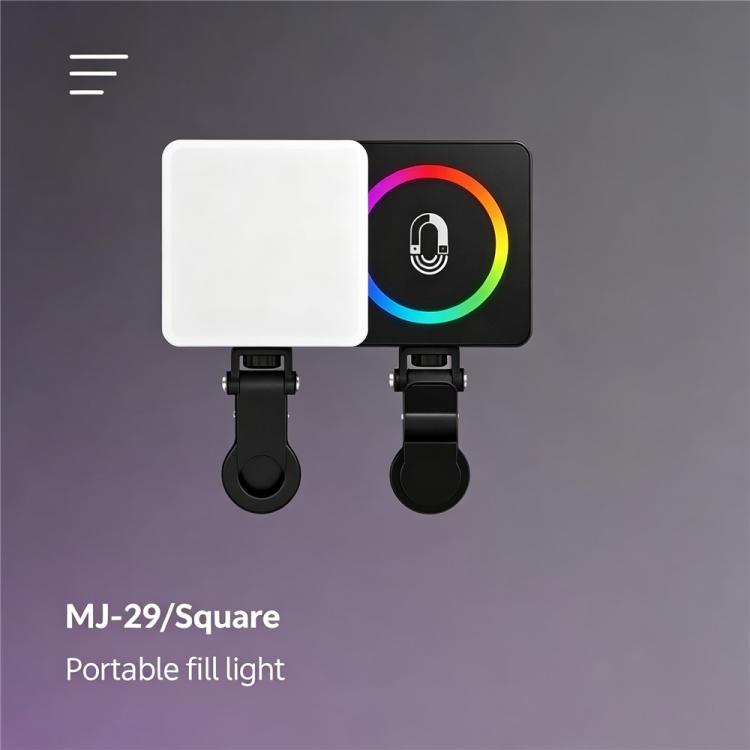 Lampada per selfie magnetica MJ-29 con 3 temperature di colore, luce LED RGB portatile., MJ-29