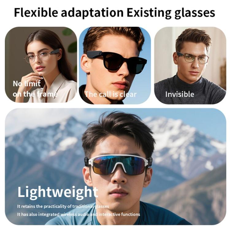 Y03 1 Pair For Eyeglasses Open Ear Wireless Earphones Clip-on External Bluetooth 5.3 Earphones