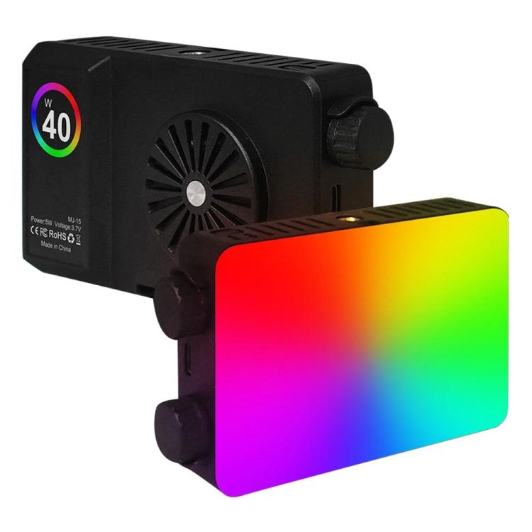 MJ-15 Luce LED RGB portatile con doppia manopola per streaming live e fotografia, MJ-15