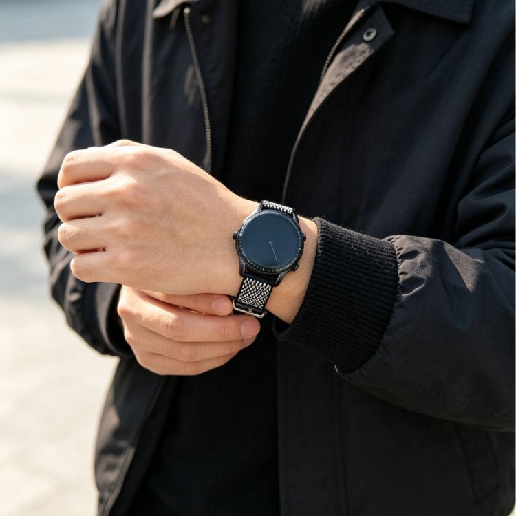 Cinturino per orologio in nylon lavorato a maglia, design senza cuciture., 22mm