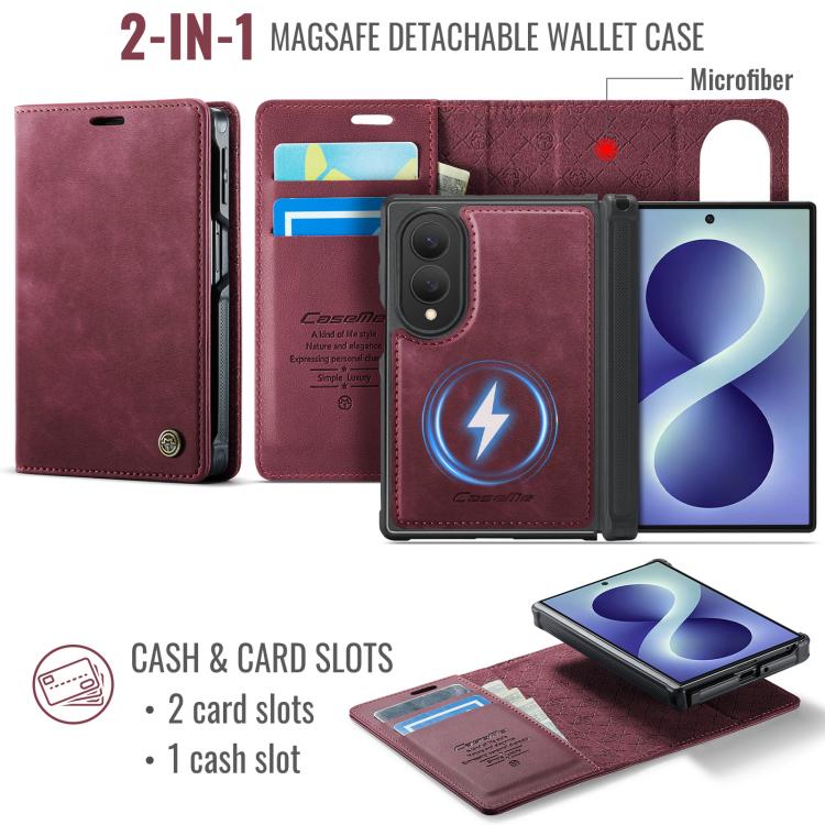 Custodia per telefono CaseMe C49 con portafoglio in pelle, magnetica, con blocco RFID e removibile., For Galaxy Z Fold8 5G, For Galaxy Z Fold8 Ultra 5G