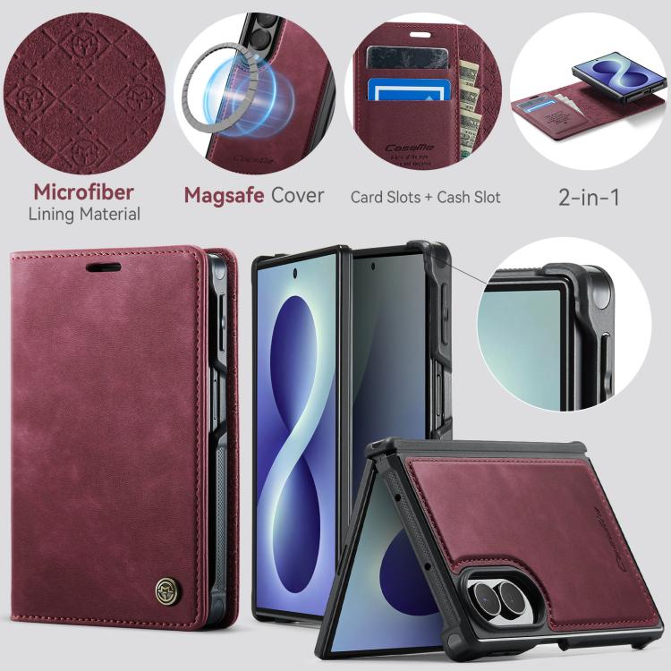 Custodia per telefono CaseMe C49 con portafoglio in pelle, magnetica, con blocco RFID e removibile., For Galaxy Z Fold8 5G, For Galaxy Z Fold8 Ultra 5G