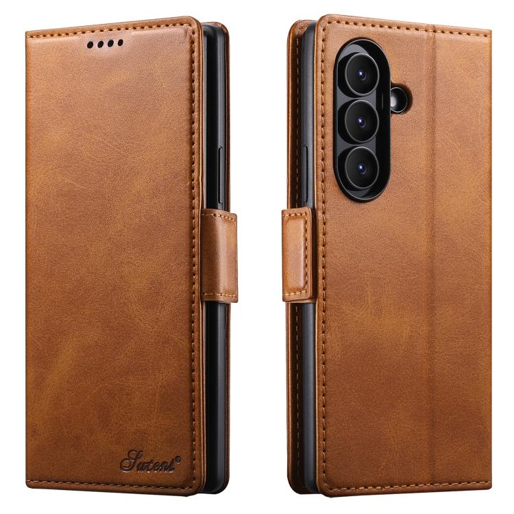 Custodia per telefono a libro orizzontale in pelle con texture di vitello Suteni, For Galaxy Z Fold8 Ultra 5G, For Galaxy Z Fold8  5G, For Galaxy Z Fold7 5G