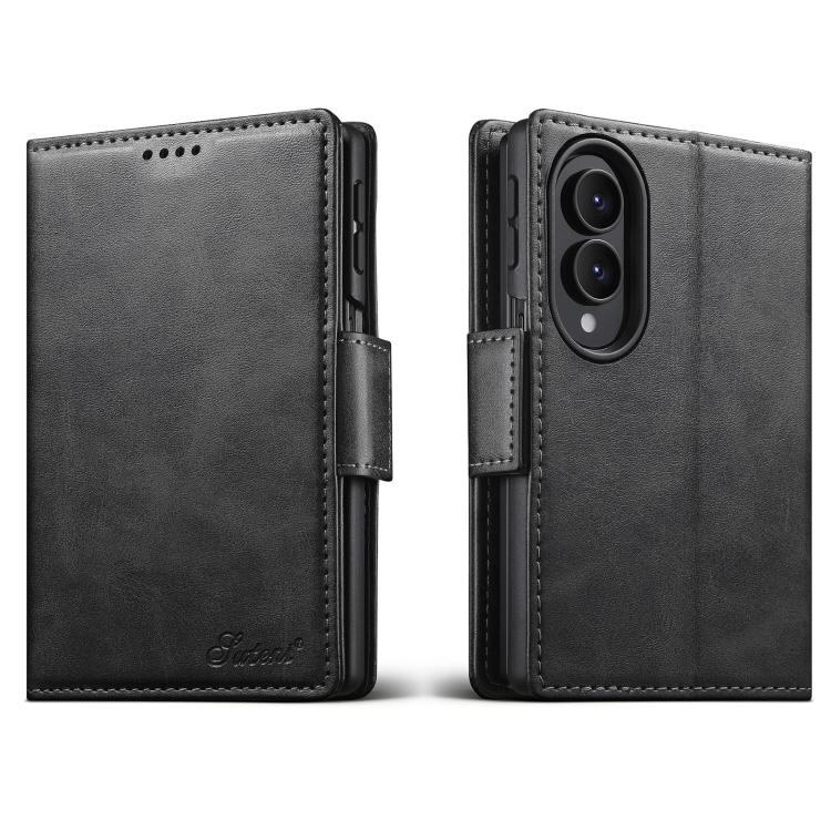 Custodia per telefono a libro orizzontale in pelle con texture di vitello Suteni, For Galaxy Z Fold8 Ultra 5G, For Galaxy Z Fold8  5G, For Galaxy Z Fold7 5G