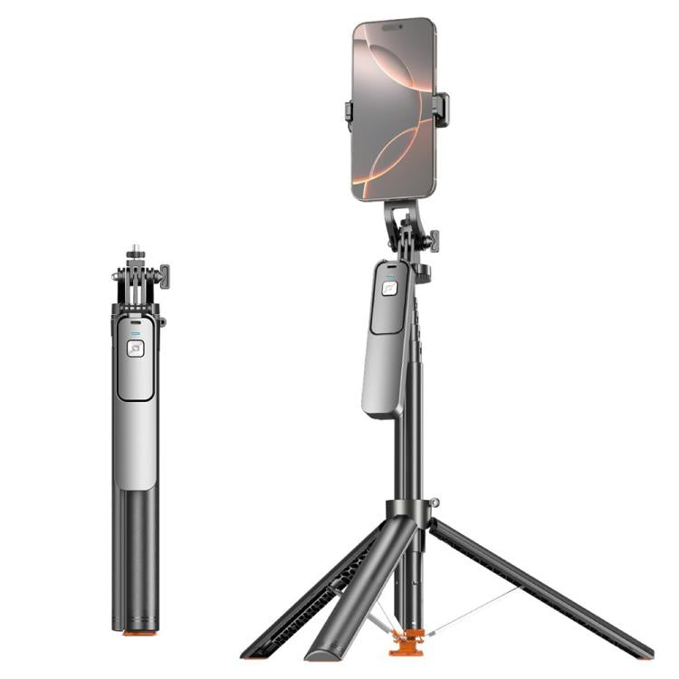 T03 Asta per selfie da 1,96 m con treppiede ad apertura automatica, testa panoramica a 360 gradi e telecomando Bluetooth per i viaggi., T03