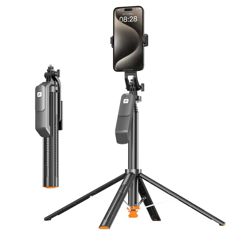 T04 Asta per selfie da 1,77 m con treppiede, testa girevole a 360 gradi e attacco filettato da 1/4" per smartphone e action camera., T04