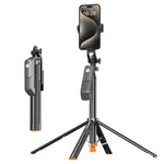 T04 Asta per selfie da 1,77 m con treppiede, testa girevole a 360 gradi e attacco filettato da 1/4" per smartphone e action camera., T04