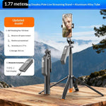 T04 Asta per selfie da 1,77 m con treppiede, testa girevole a 360 gradi e attacco filettato da 1/4" per smartphone e action camera., T04