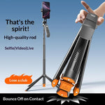 T04 Asta per selfie da 1,77 m con treppiede, testa girevole a 360 gradi e attacco filettato da 1/4" per smartphone e action camera., T04