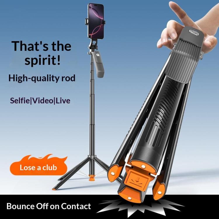 T04 Asta per selfie da 1,77 m con treppiede, testa girevole a 360 gradi e attacco filettato da 1/4" per smartphone e action camera., T04